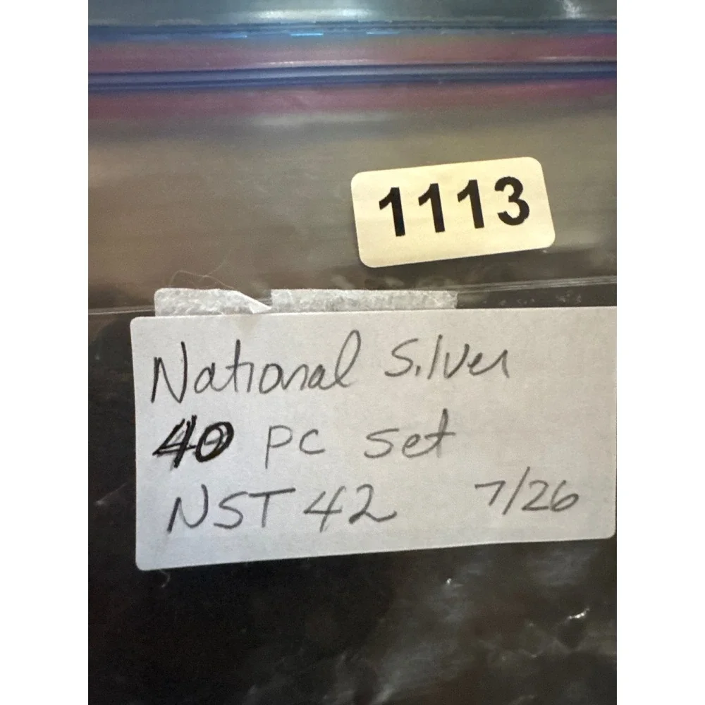 N.S. Co. 18-8 Stainless Steel Flatware Set 40pc Art Deco Ridged Silverware MCM
